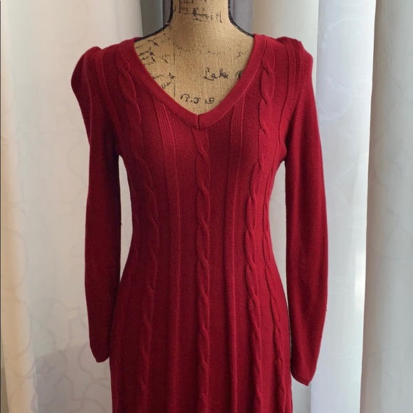 dark red sweater dress